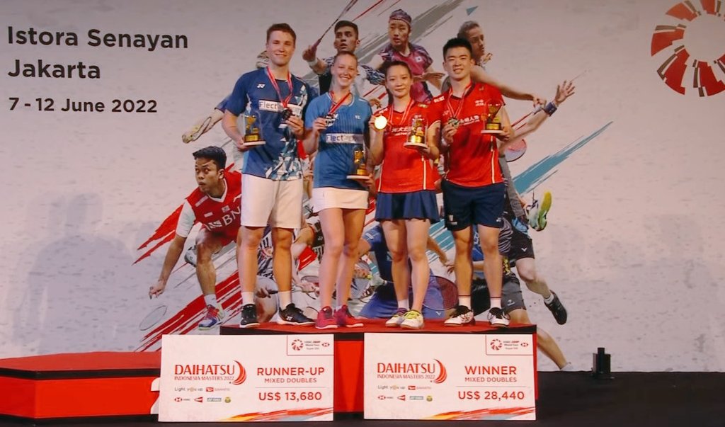 ChambardOlivier's tweet photo. Selamat kepada Thom Gicquel dan Delphine Delrue @dedeyyyyy asal #Prancis 🇫🇷 yang menjadi runner-up #IndonesiaMasters2022 setelah bertanding melawan ganda campuran asal China, Zheng Siwei dan Huang Yaqiong. https://t.co/zwd1rTwVag