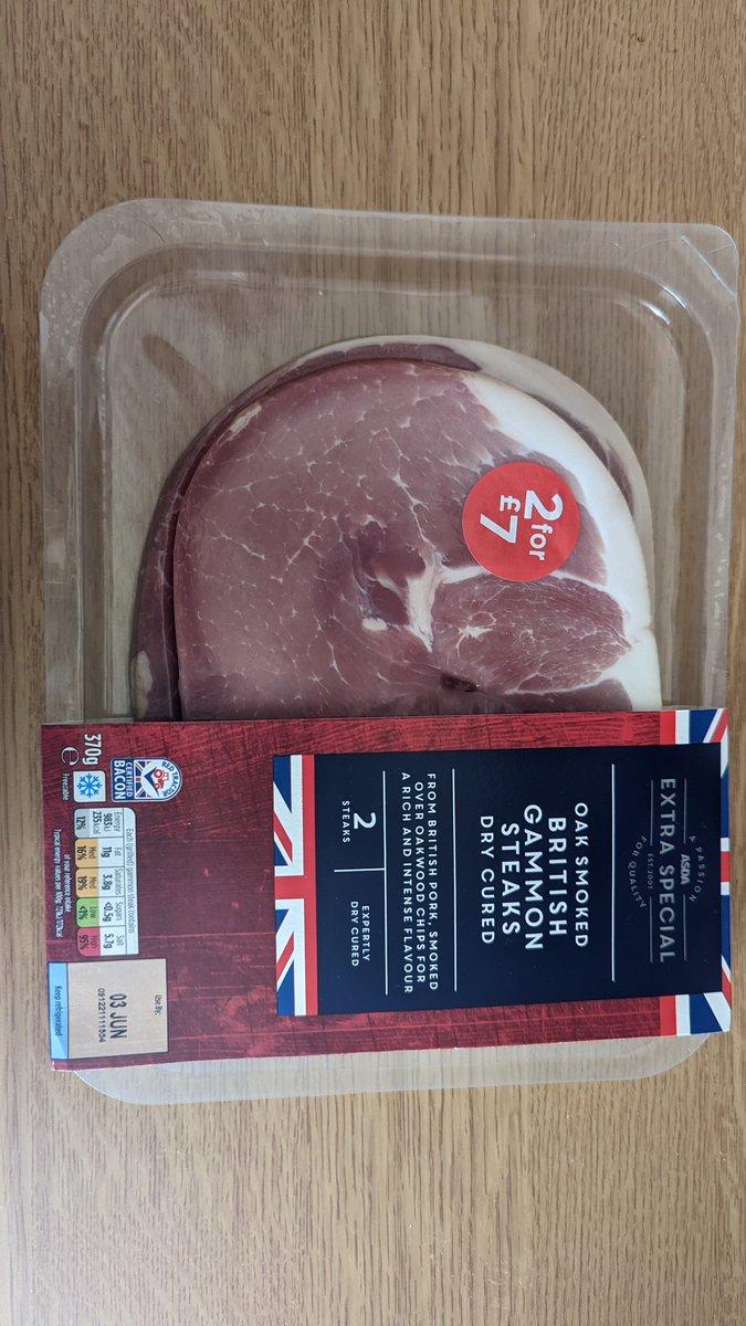 Oopsie_Daisy_'s tweet photo. @AsdaServiceTeam received my home delivery today, Sunday 12th June, to receive Gammon Steaks with the expiry date of 3rd June. Absolutely disgusted that a) this arrived at my house and b) that 8t was on your shelves for that long with nobody doing stock checks. So disappointed. https://t.co/G7vbjD6hMv