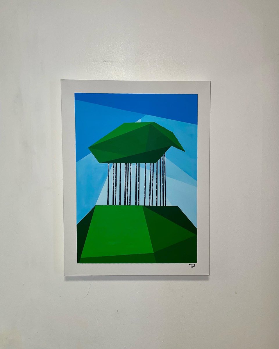 My latest artwork, entitled ‘Nearly Home Trees’. 

Acrylic on canvas (18”W x 24”)
The nearly Home Trees (for Cornish people) or Nearly There Trees (for visitors) are an iconic part of #Cornwall. 

#art #SundayMorning #sundayvibes