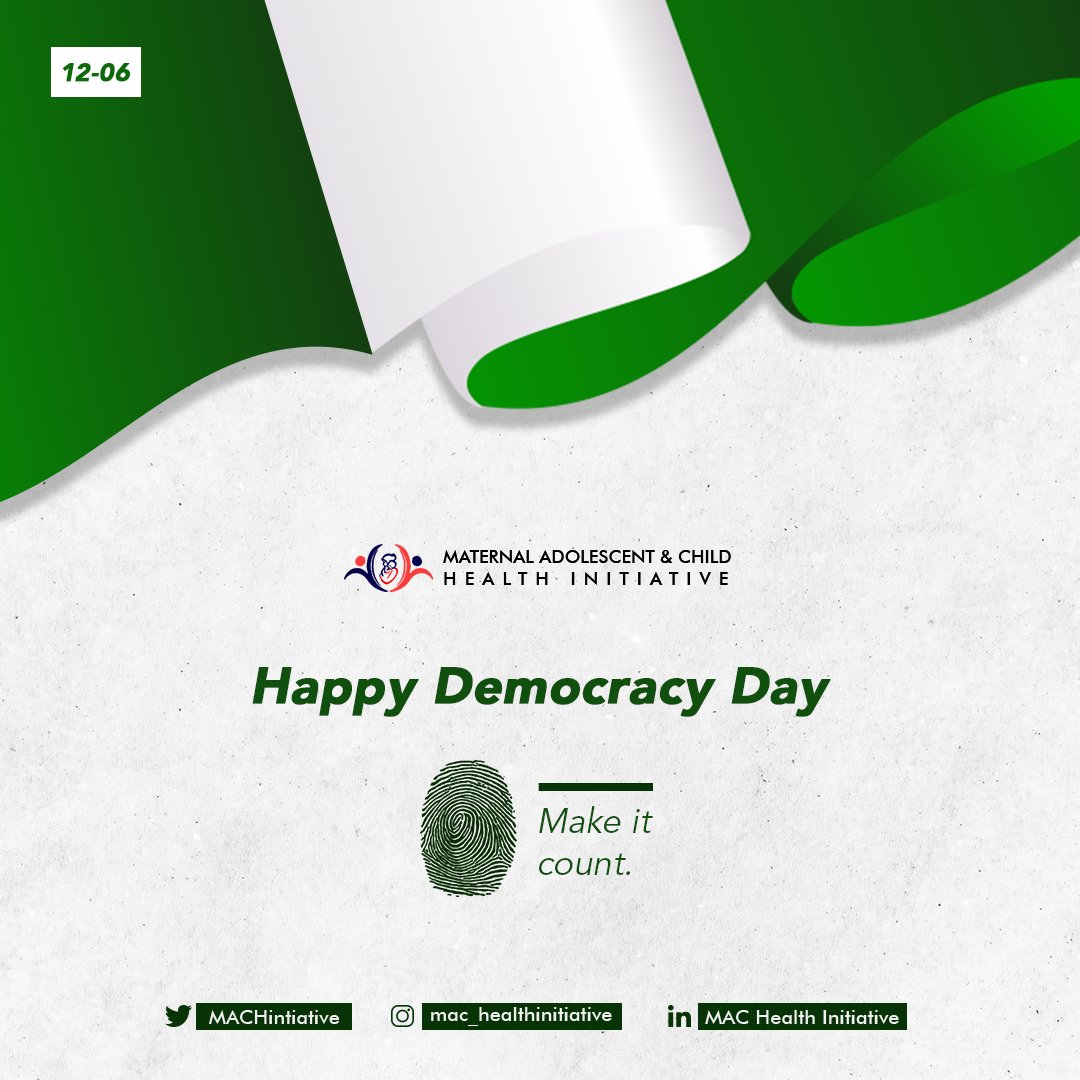 MACHinitiative's tweet photo. Today, as we celebrate another year of Nigeria's Democratic dispensation -beyond the challenges that has bedeviled the nation -we are confident that the true essense of the democratic system of governance; adjudged to be one of the best in the world, will come to fruition. https://t.co/kmWs1xKJci