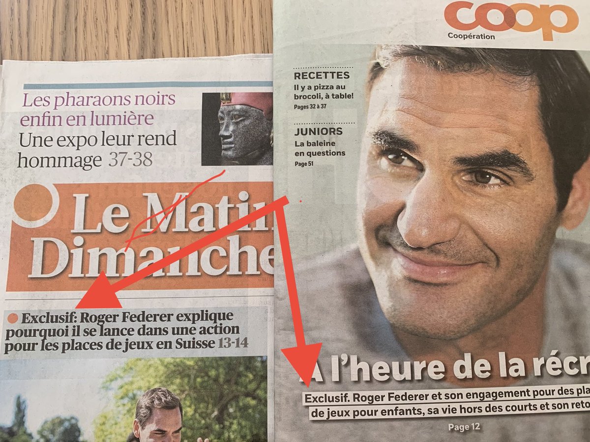 nappeybarr's tweet photo. ⁦@rogerfederer⁩, interview, exclusivité. Same same but different?
⁦⁦@lematindimanche⁩ #cooperationmagazine https://t.co/tx6w1cN7D4