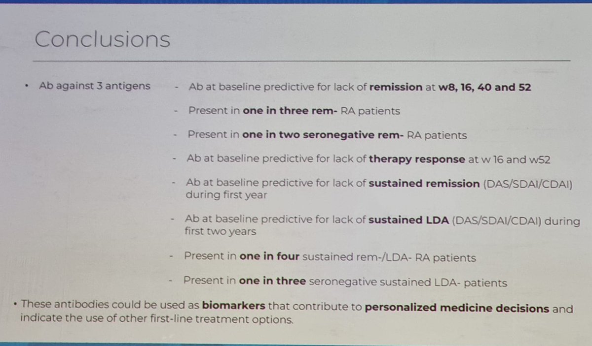 drALINAdima's tweet photo. #AUTO2022 Greece, Athens
we see in clinical practice RA patients who, based on personal clinical experience, will not respond to MTX
goes further to define predictors for lack of therapy response in RA (by P Vandormaile)
#TogetherInAthens in #Autoimmunity2022 https://t.co/xYeaZ8x850