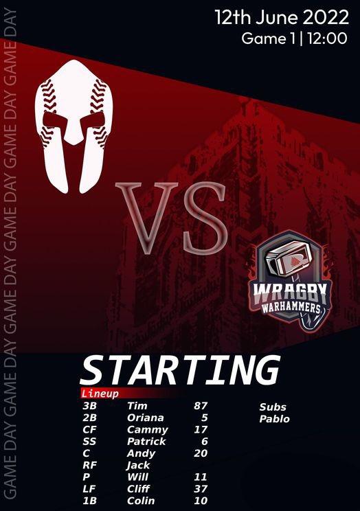 Today, the Spartans travel to face <a href="/WarhammersBC/">Wragby Warhammers Baseball Club</a> first pitch at 12:00. 
￼
Watch the game live from our Facebook page.