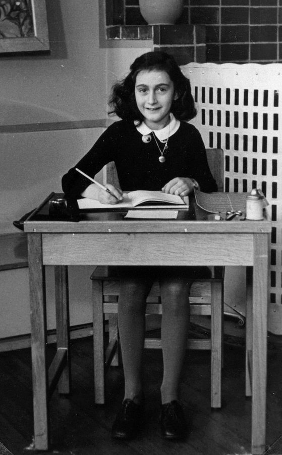 12 June 1929 | A German Jewish girl, Anne Frank, was born in Frankfurt. In 1942 on her 13th birthday she received an empty diary. She perished in Bergen-Belsen concentration camp in 1945. 'Human greatness does not lie in wealth or power, but in character & goodness.' (A.Frank)