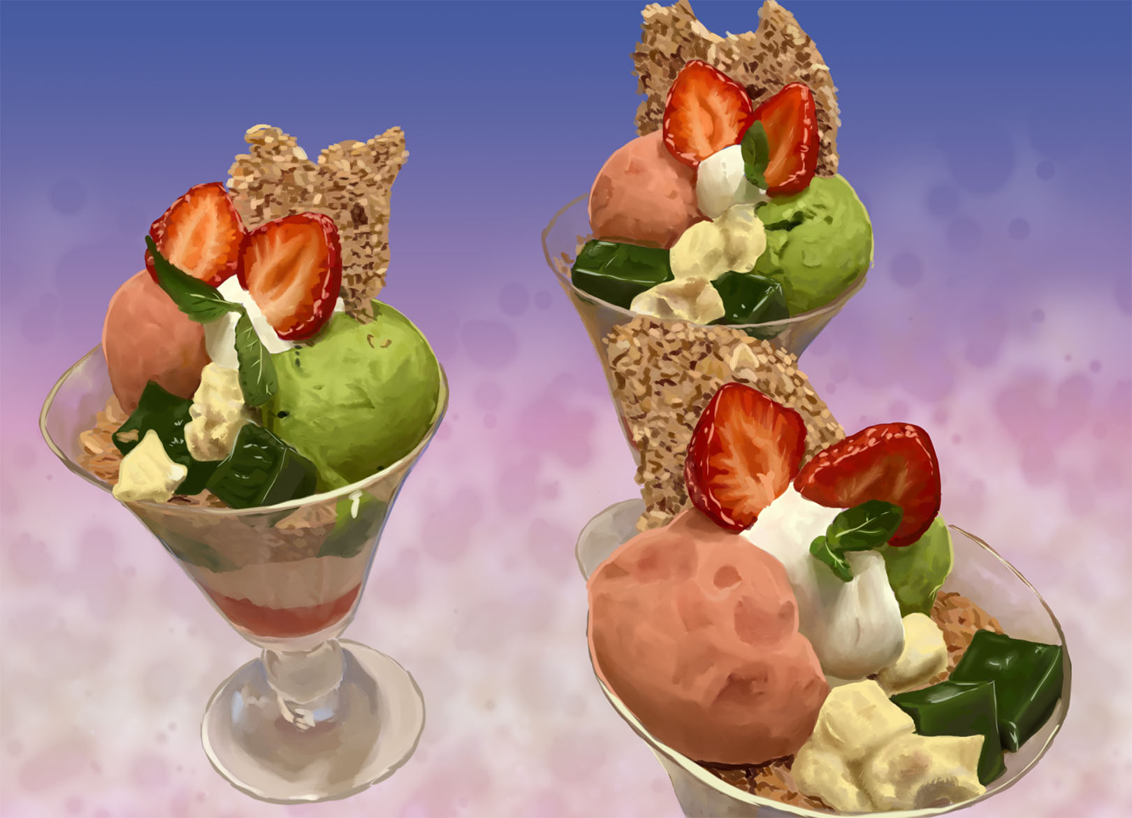 Petite Pudding Art It Took Me So Long To Get This Done But I Like Ty To My Friend For The Great Reference Photo Parfait Painting Sweets Icecream Cafe