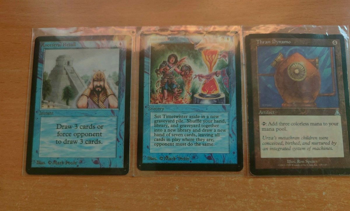 magnusmagicus's tweet photo. Hello #mtg #mtgfinance people!
Serious question: Without any additional information (3rd photo is back of Recall), what are the odds the Recall and Twister are real? Thank you!
#powernine #p9 #mtgbuysell https://t.co/t9D777vpbR