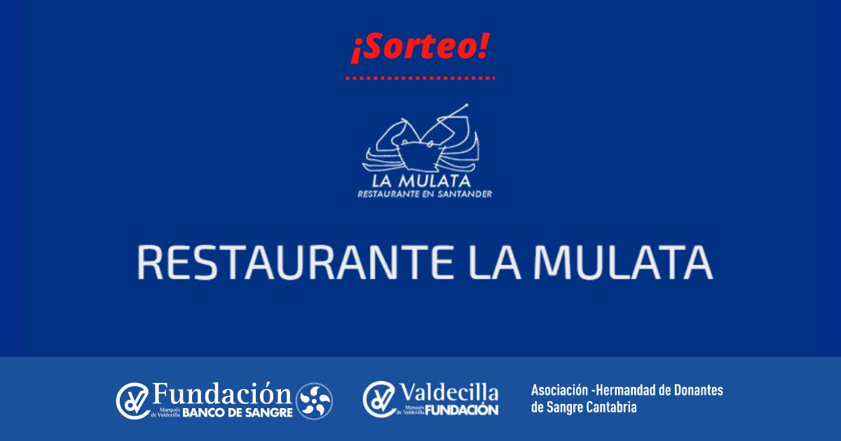 El martes es el #DíaMundialdelDonantedeSangre y para celebrarlo el Restaurante La Mulata nos obsequia con una comida o cena para 2 personas en ‘La Feria del Centollo’. La sortearemos entre quienes hayáis venido a donar sangre entre el 1 y el 20 de junio. CITA PREVIA: 640244120