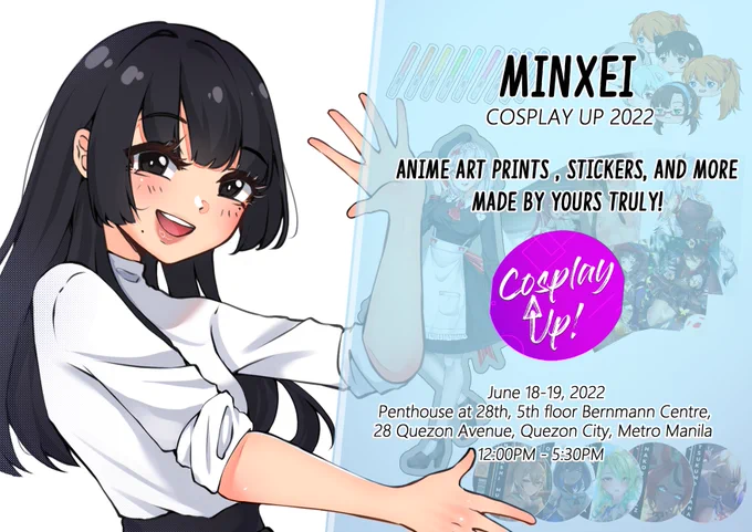 Really stoked to make an announcement that I will be selling prints and attending Cosplay Up on June 18-19 at Bernmann Centre, Quezon City! 

See you there!

#Cosplayup2022 #artph 