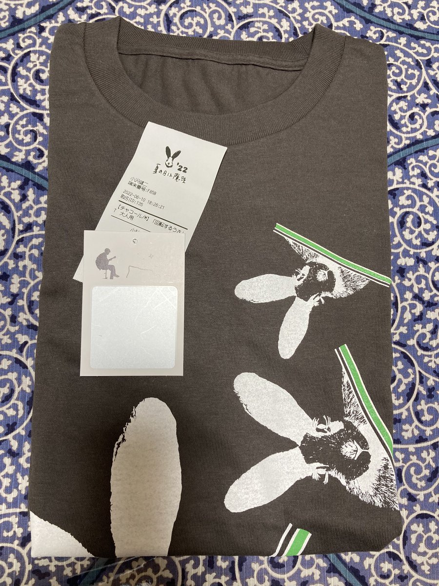 room_ichigo's tweet photo. 今度の入院に持っていこうとライブで買ってきたTシャツ見たら、タグのスクラッチ削れるわけないしレシートまでうさにメッセでさすがオザケン！ってまたうるうるきて、とてもじゃないけど5カウント離脱オマケアリでも生活に帰れるわけがない。

#Sokakkoii宇宙shows #小沢健二 #ozkn https://t.co/IzRw6QO9hi