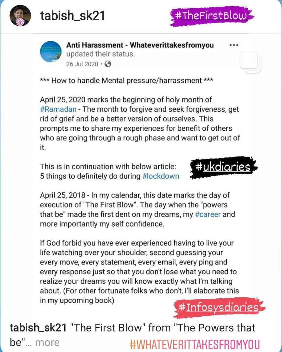 TabishSk21's tweet photo. #TheFirstBlow from "The Powers that be..."!!!
April 25, 2020: *** How to handle Mental pressure/harrassment ***
#StayHome #StaySafe #StayPositive #StayHealthy
#MentalHealth #MentalHarrassment
#WhateverItTakesFromYou
#InfosysDiaries
#UkDiaries
Source:
https://t.co/beBSMwbWda https://t.co/ZcRqekB32t