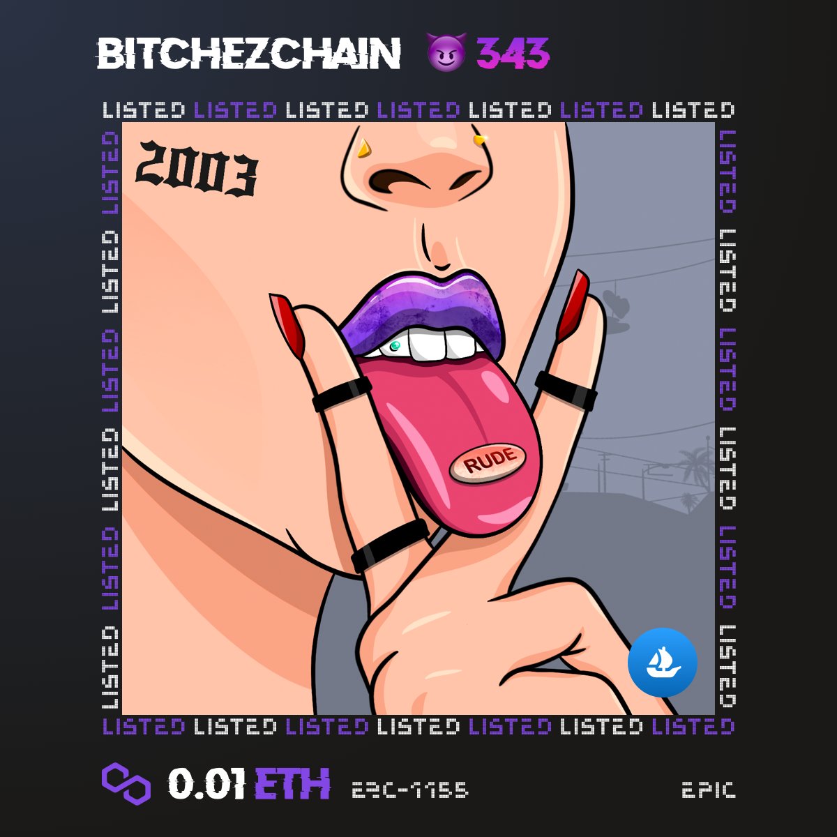 bitchezchain's tweet photo. 😈 #bitchezchain #️⃣343
💜 0.01 ETH (Polygon)
⛓ OpenSea: https://t.co/y9bdCCclQv

#NFT #NFTdrop #NFTCollection #NFTCommunity https://t.co/LhdohOQEOQ