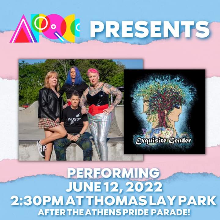 shu2stef's tweet photo. Today, join @ExquisiteGender, Tears For The Dying, and Convict Julie at the conclusion of the FIRST EVER Athens Pride Parade in Thomas Lay Park #athenspride #ExquisiteGender #TearsForTheDying #convictjulie #SolveForX #athensprideandqueercollective #thomaslaypark #lgbtqia https://t.co/YozgwoE8r4