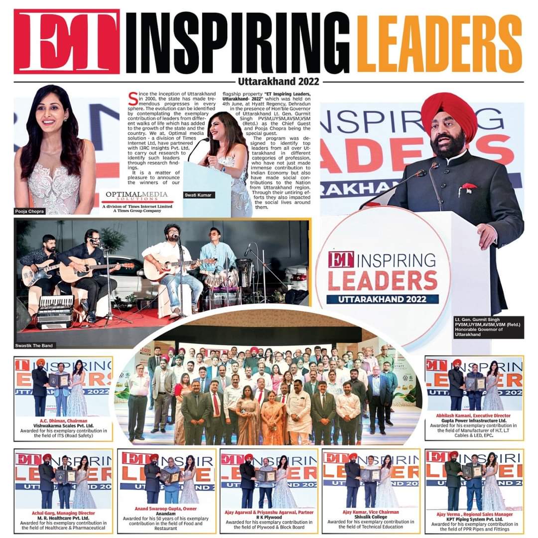 PpPiping's tweet photo. It's Really an Honor to Receive the Most Inspiring Leaders Award on Behalf of the Whole Team of KPT Piping System by our Regional Manager from the Governer of Uttarakhand at the Times of India Conclave at the Hyatt Regency, Dehradun #kptpipes #kptpipingsystem #ppr #PPR #pprpipes https://t.co/Bj9VIUhCU5