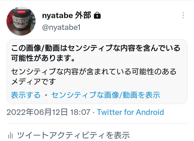 試しに鍵アカ作って
1ヌード画像センシティブ設定あり
2ヌード画像センシティブ設定なし
3こちらの画像で上げたら即センシティブがついた絵
4普通の画像にセンシティブ付けたもの

2以外警告来ないのでアカウント見て基準決めてるっぽい 
