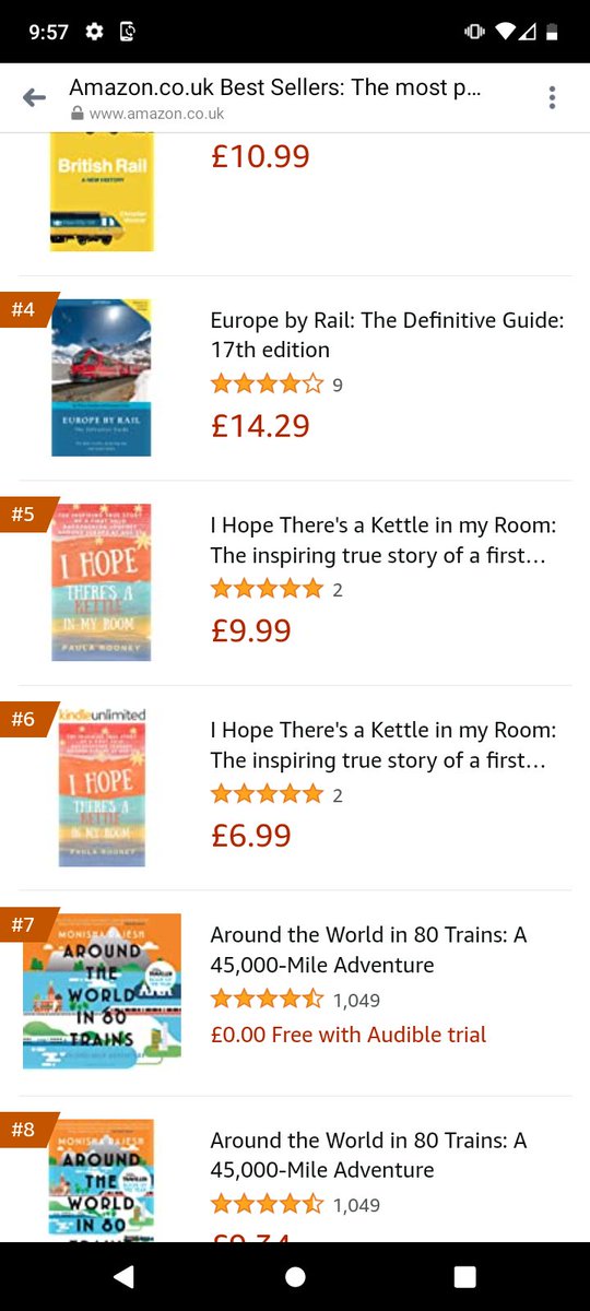 PaulaRooneyAuth's tweet photo. Day three of being published and my first book reached the top 5 in Amazon Railroad Travel Category. I am thrilled to pieces.
#interail #solobackpacking #europeanttavel #Cornwall @falmouthbooks @Edgybooks @WaterstonesTRU @PublishFortis #insirationalbooks #backpackingeurope https://t.co/qhqSEsqb5t