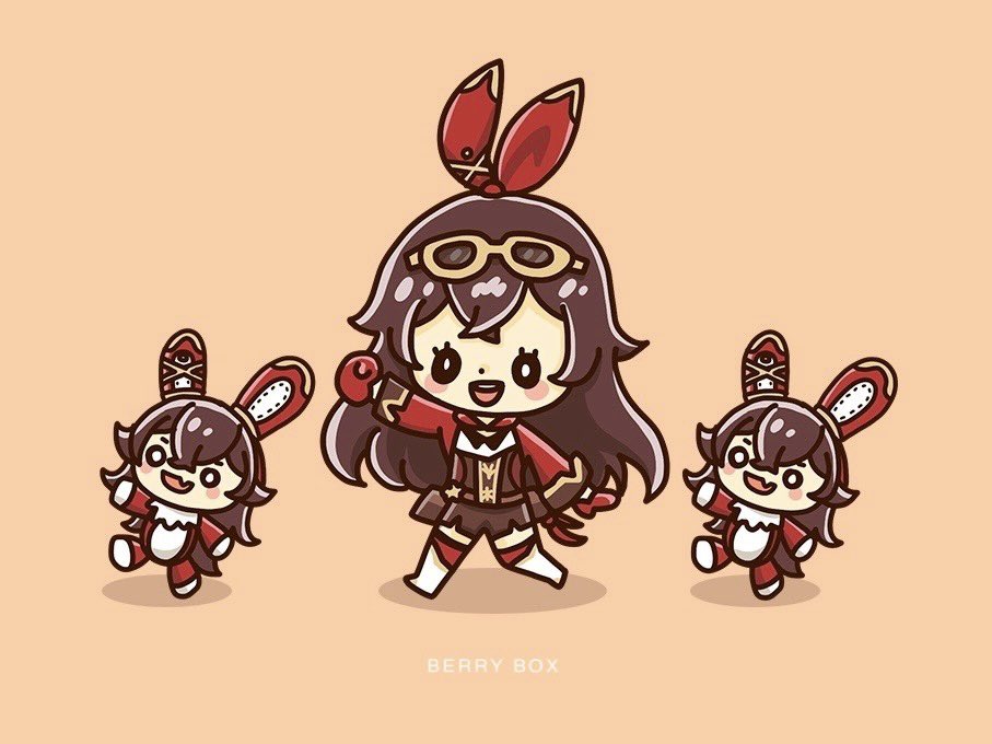 amber (genshin impact) goggles long hair 1girl goggles on head simple background brown hair smile  illustration images