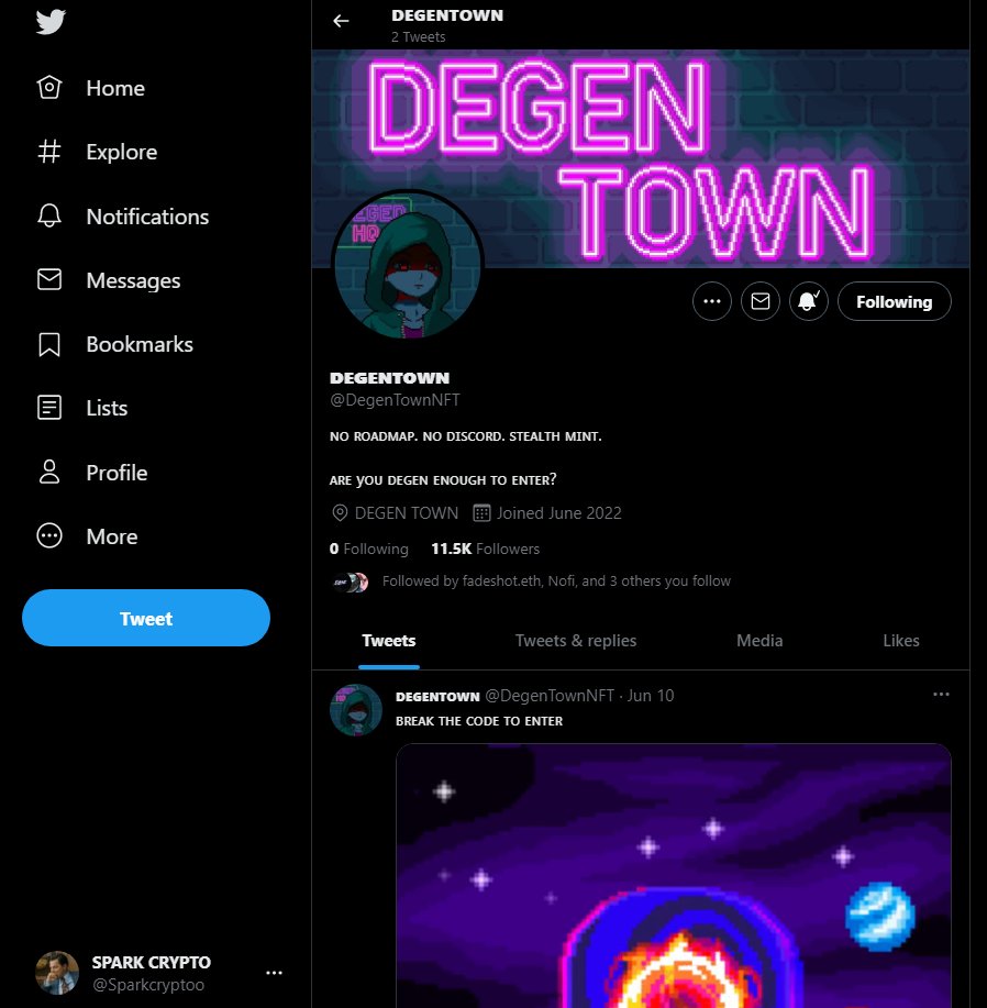 Sparkcryptoo's tweet photo. @DegenTownNFT Yoo love this Project already! Here from the start 🤞 https://t.co/dLbW9klQ5D