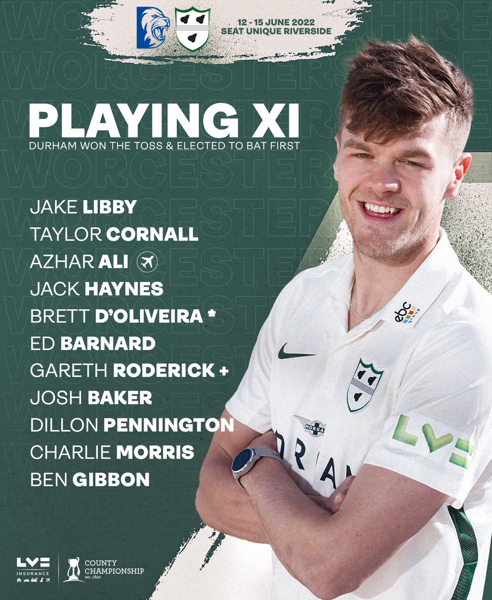WorcsCCC's tweet photo. 🔴 𝗥𝗘𝗗 𝗕𝗔𝗟𝗟 𝗜𝗦 𝗕𝗔𝗖𝗞

Durham have won the toss and elected to bat first &amp; Taylor Cornall comes in to the side and makes his first class debut.

Here's how we line up 👇

💚#WeAreWorcestershire 🍐#Pears https://t.co/CySAx2dbpV