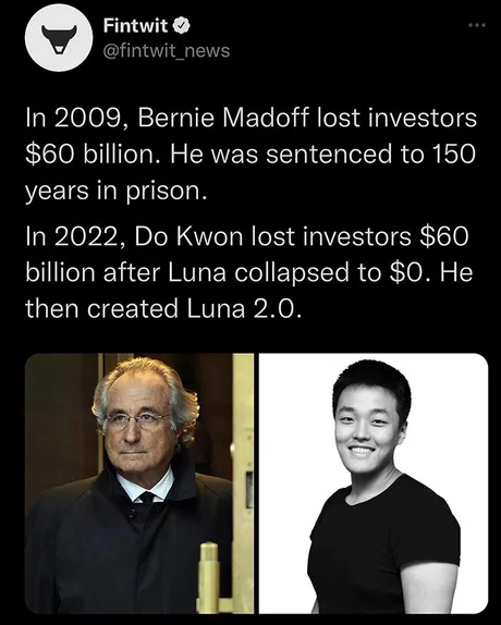 BrutKode's tweet photo. 🔴#LUNC co-founder Do Kwon is now compared with the Madoffs...

#Cryptocrash #Crypto
#ETH #BTC 
#DeFi #Decentralization https://t.co/qkFczXAZKv
