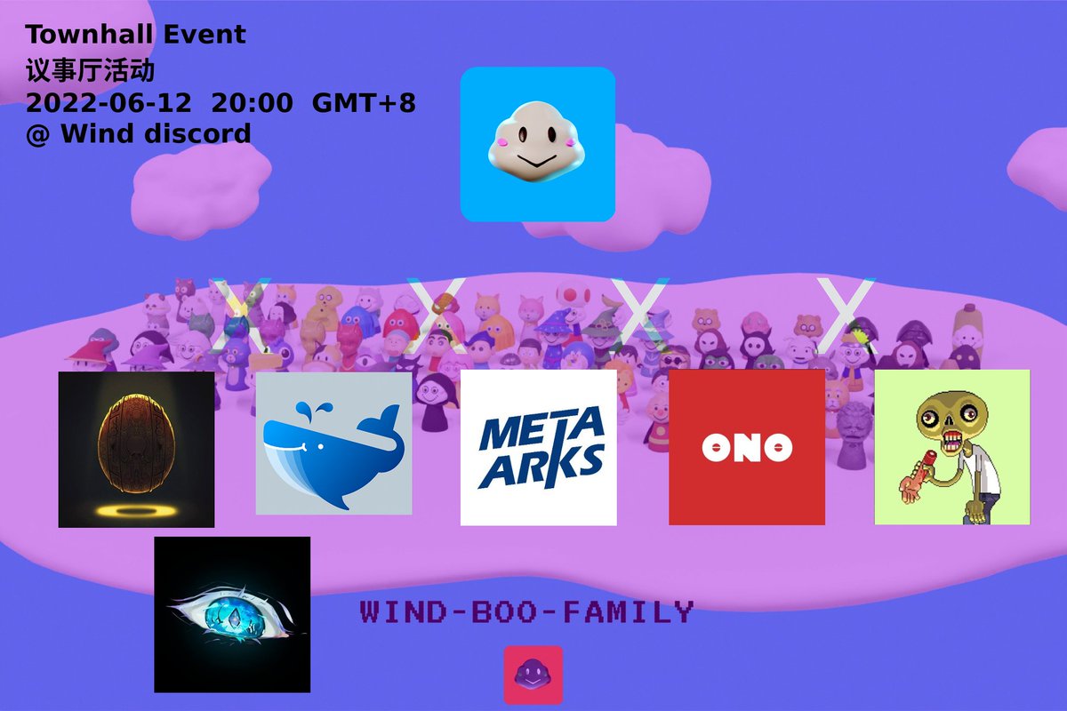 TheWindDAO's tweet photo. 📢The WIND Town Hall 🏛️  will invite 5 partner projects to the party, during which we will give away 5 prizes of FREE MINT BOO☁️ . Don’t miss out! 🥳 
⏰Jun 12, 11:59am UTC 
📌https://t.co/On0tYUrel1
 #ama #NFT #giveaway https://t.co/73Yh5UI9AS