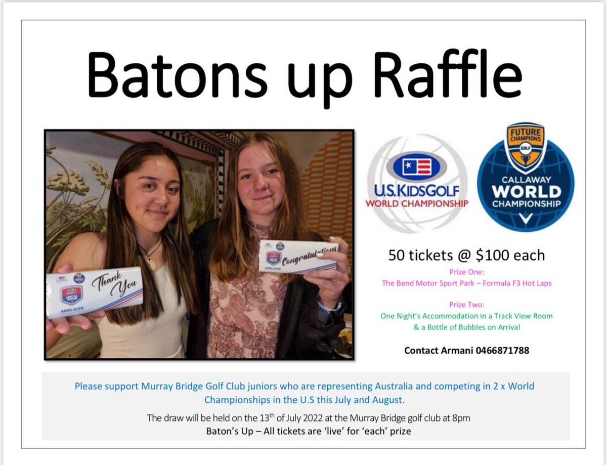 jaime_hards's tweet photo. I‘m off to America as 1 of the 5 representatives for Australia to play in the U.S kids golf world teen championships! I’m fundraising to support our trip. For all the people who are about to support me thanks in advance and please dm me for the tickets. Please see attached flyer! https://t.co/d9hVFql291