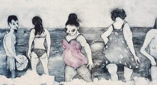 Greenwichprints's tweet photo. Nice day for a dip... Nikki Braunton's #drypoint The Bathers. See more of Nikki's #prints @ the gallery, open daily 10:30-5:30, &amp; online. #printmaking #figuartiveart #londongallery #greenwichmkt #seaside #printsforsale #art #workonpaper #Greenwich #artforsale https://t.co/0IbtO61mzu