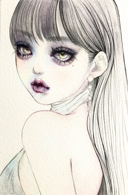 獣の目をした少女を描きたい🎨

#wip #透明水彩 #Watercolor 
#墨 