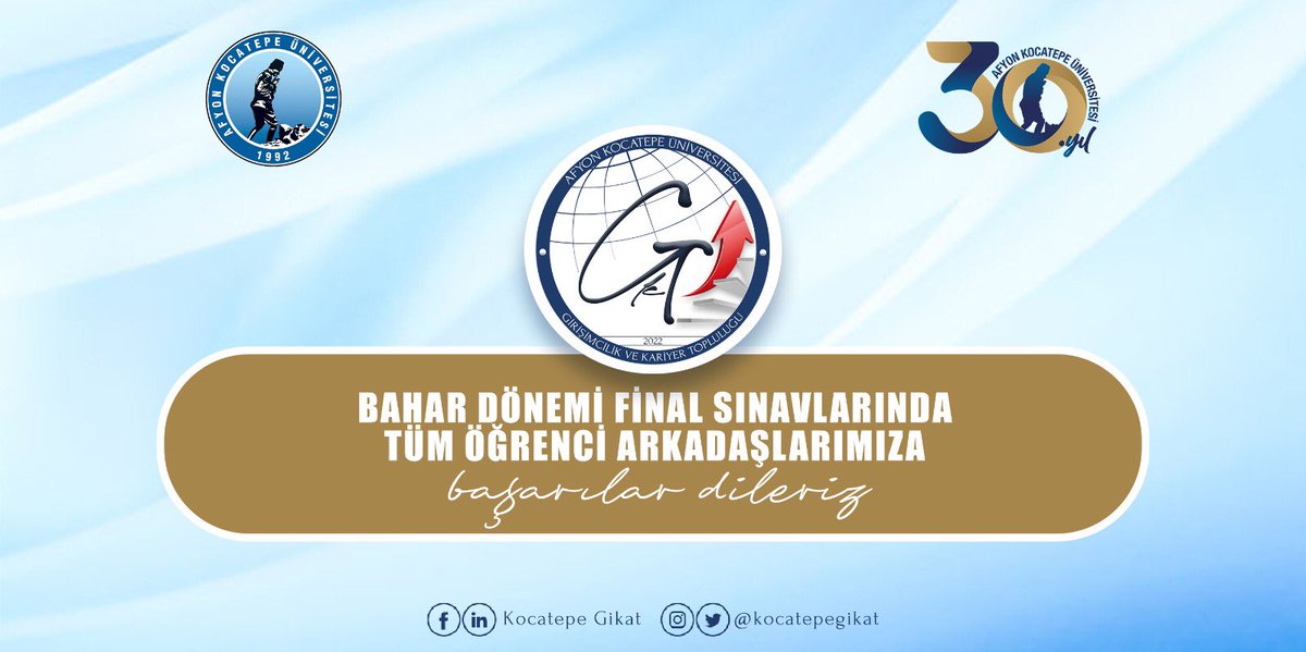 Final haftasında tüm öğrencilerimize başarılar dileriz.
#finaller #AfyonKocatepeUEniversitesi