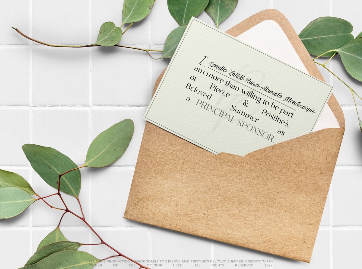 ㅤ

              I HUMBLY ACCEPT THIS
              INVITATION TO BE PIERCE
              AND                   PRISTINE’S 

              PRINCIPAL⠀SPONSOR.⠀

               #KeiTineAngEndgame
               #KeiTineSecondChapter
               <a href="/PPBelovedSummer/">P&P — D-DAY!</a>

ㅤ