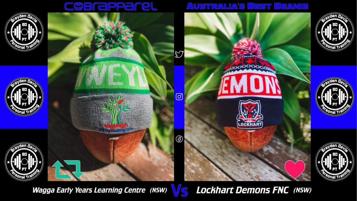 THE FIRST QUARTERFINAL 😬😬

Retweet 🔁- Wagga Early Years Learning Centre 🧒(NSW)
Like ♥️- <a href="/DemonsFnc/">Lockhart Demons FNC</a> 😈 (NSW)

POLLS CLOSE 8PM AEST 13/6/22

Sponsored by Brayden Davis PT

For more comp info check out our Facebook and Instagram stories! A bit of positivity on Twitter! #CABB