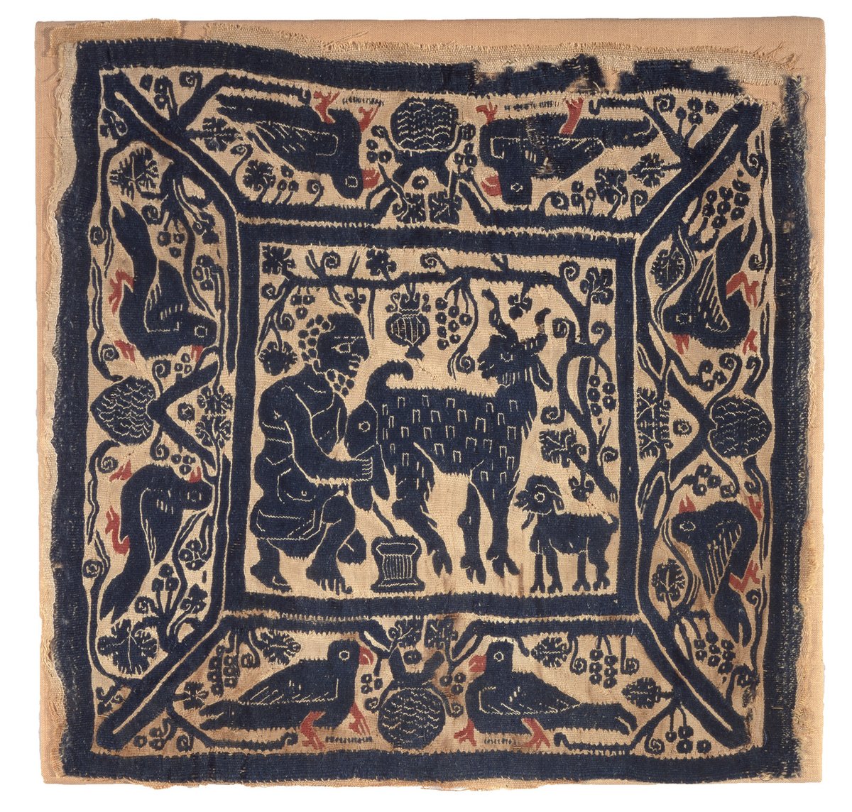 Byzantine, Tapestry with a Shepherd Milking a Goat, late 5th–6th century #stlartmuseum #artmuseum slam.org/collection/obj…