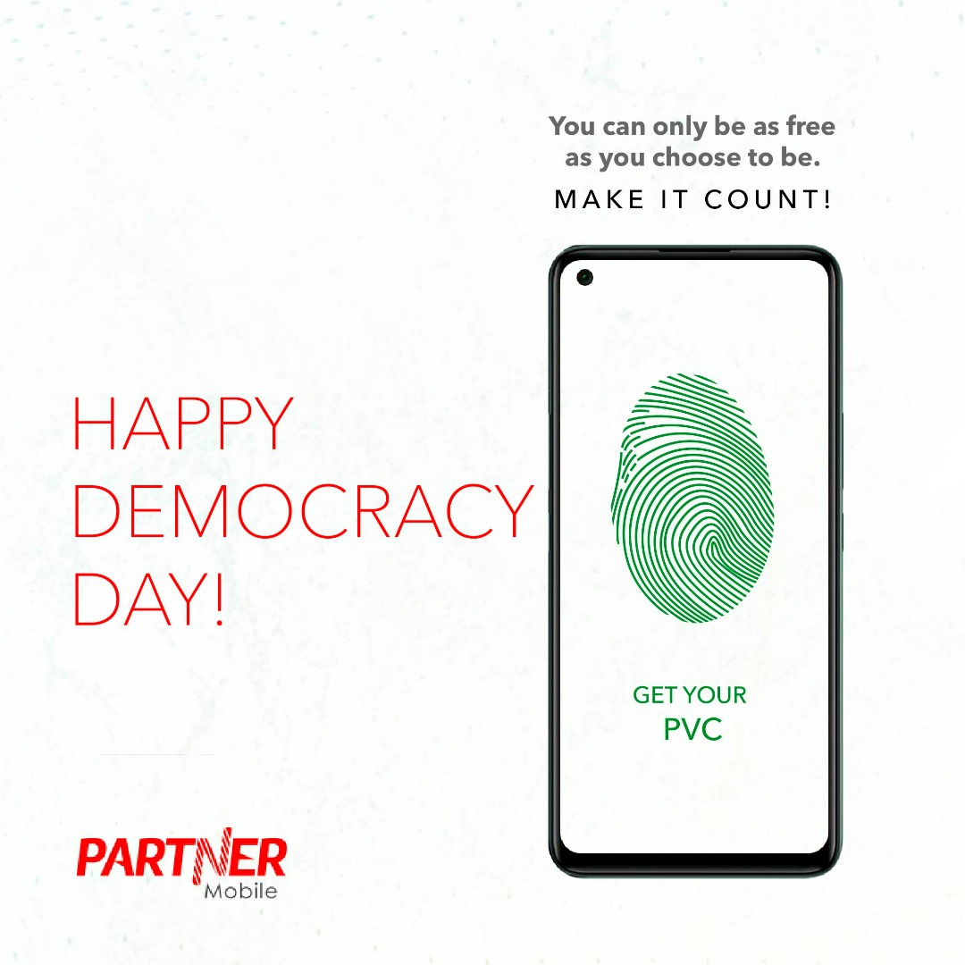 partnermobileng's tweet photo. It is Democracy Day, so let this day be happy. Let us be content and appreciative of what we have. May you and your family have a great Democracy Day
#Partnermobile #PartnerDealers #Partnerstores #Smartphones #HappyDemocracyDay https://t.co/1ihbEX3VoJ