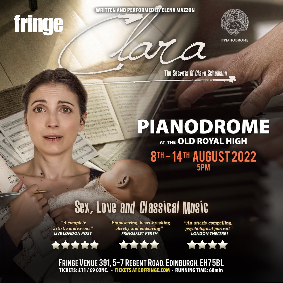 Tickets for Clara: sex, love and classical music are on sale👉tickets.edfringe.com <a href="/PianodromeLive/">Pianodrome</a> <a href="/edfringe/">Edinburgh Festival Fringe</a>  #ClassicalMusic #theatre #edfringe #empoweringwomen