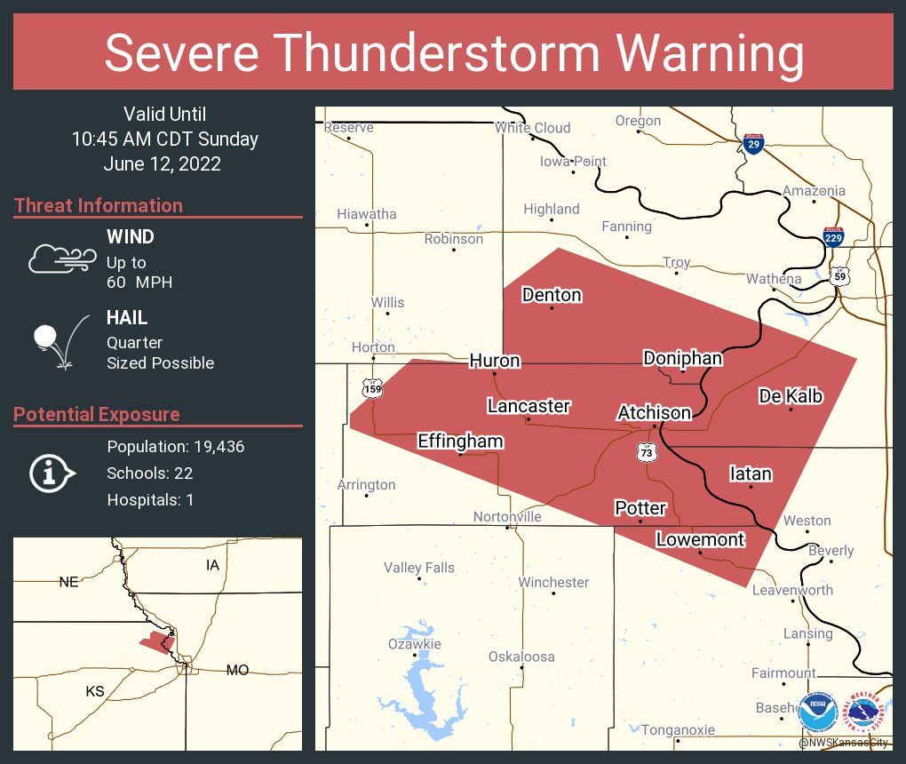 NWS Kansas City on Twitter "Severe Thunderstorm Warning including Atchison KS, Effingham KS and