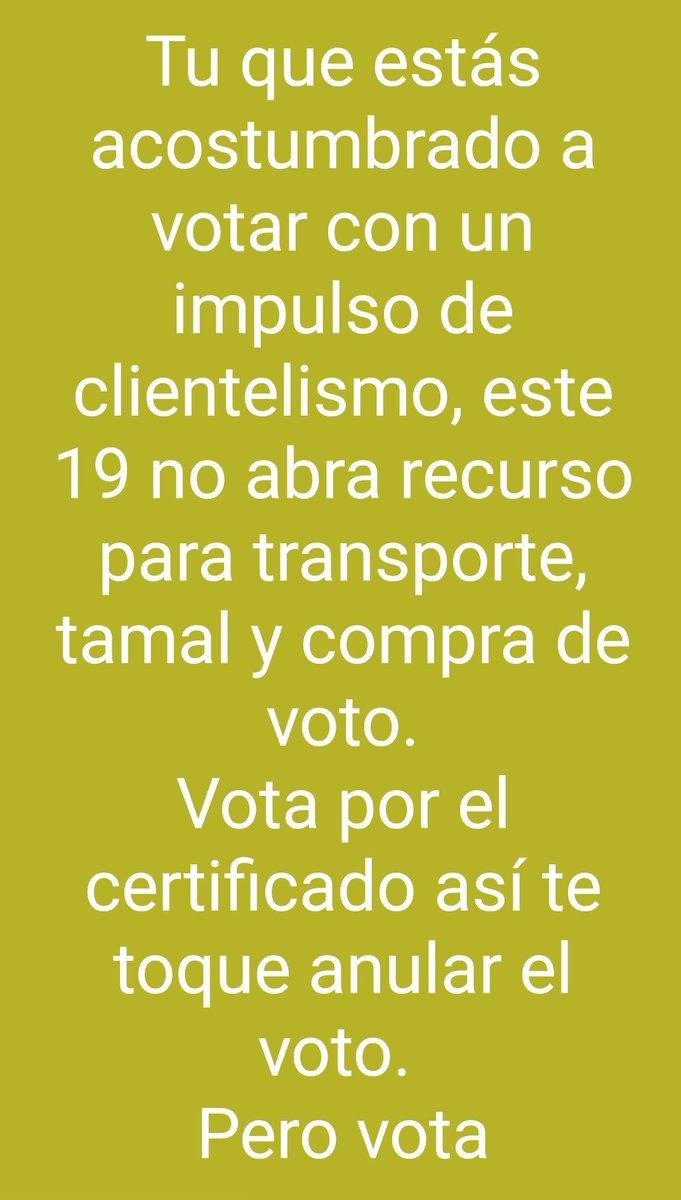 Vota por el certificado electoral, así te toque que anular el voto si no estes de acuerdo con los candidatos.