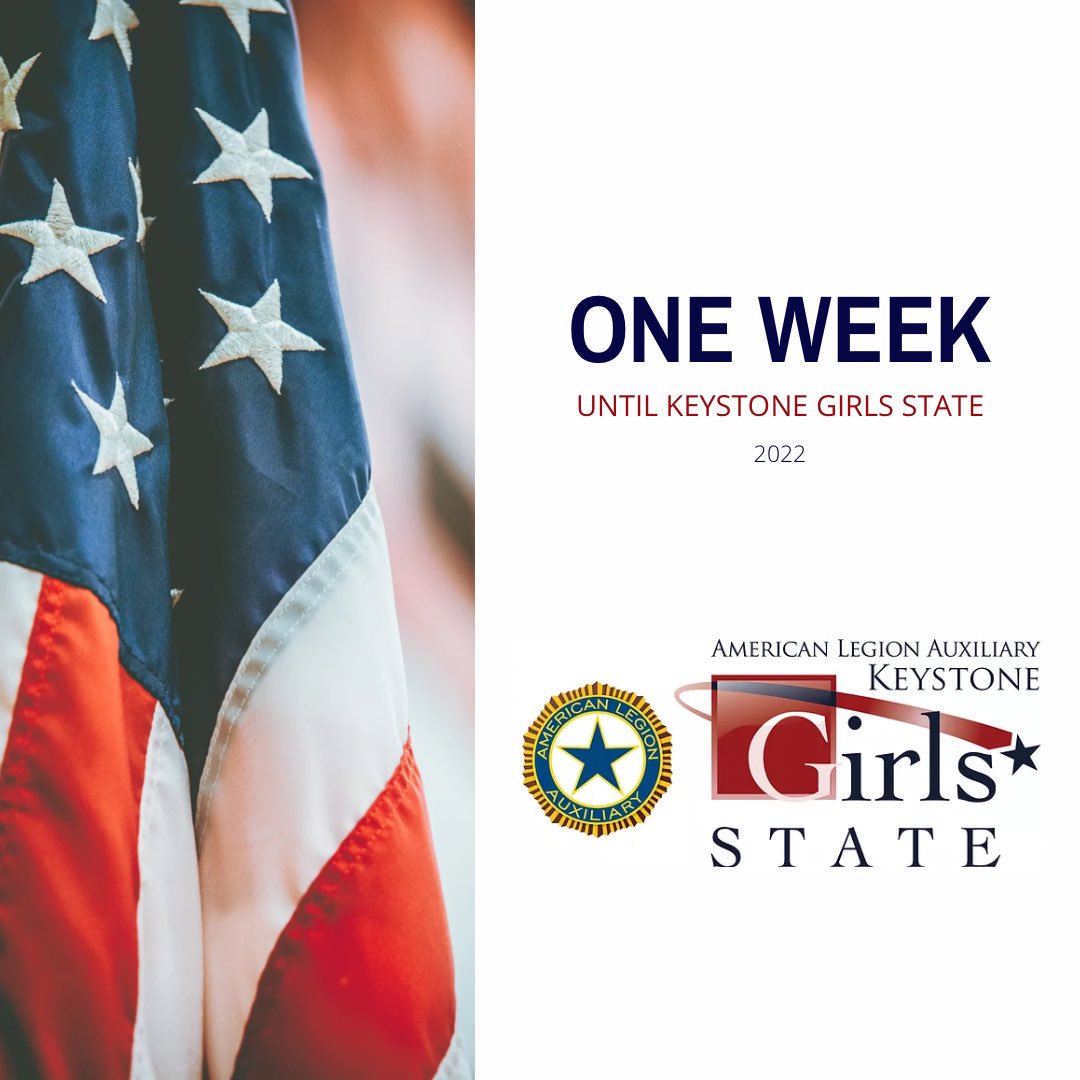 PAGirlsState's tweet photo. One more week until Keystone Girls State 2022!! We are all so excited to meet everyone and have our first in-person KGS in 2 years!! https://t.co/HVXKNwBOtX
