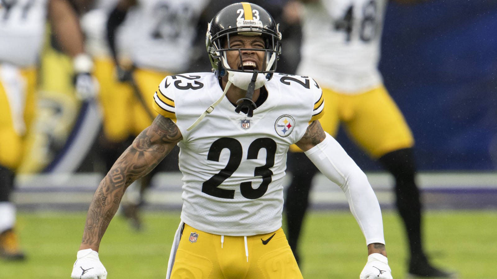 Joe Haden screaming after making a play against the Tennessee Titans 