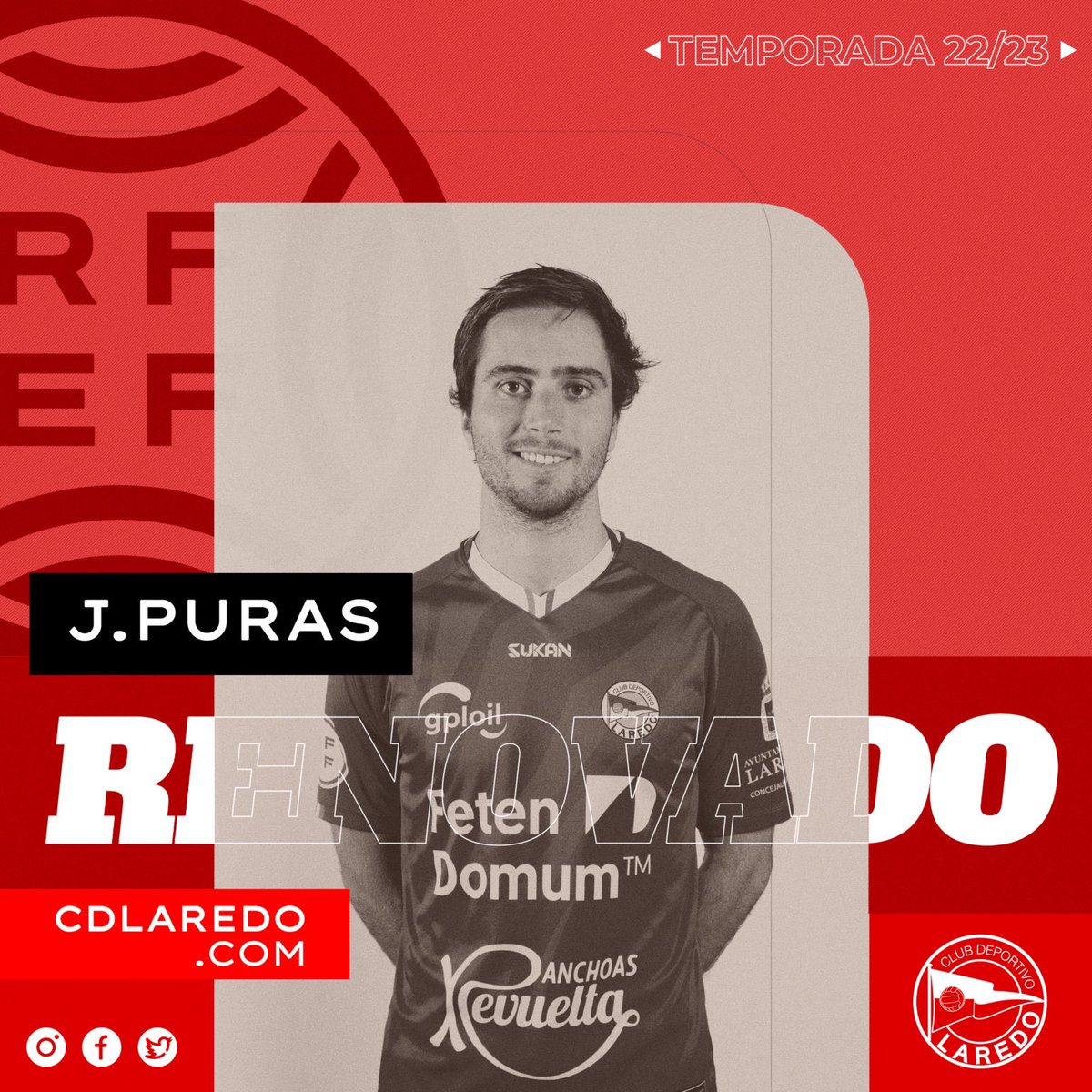 ✅ 𝐑𝐄𝐍𝐎𝐕𝐀𝐂𝐈Ó𝐍 | 𝕁𝔼𝕊𝕌𝕊 ℙ𝕌ℝ𝔸𝕊 prolonga contrato con el Charles.

El lateral izquierdo santanderino prolonga su vinculación con el CD Laredo.

📰 𝐍𝐎𝐓𝐈𝐂𝐈𝐀 ▶️ cdlaredo.com/jesus-puras-co…

#GuruLaredo🇸🇱

Temporada 2022/23 | #SegundaRFEF