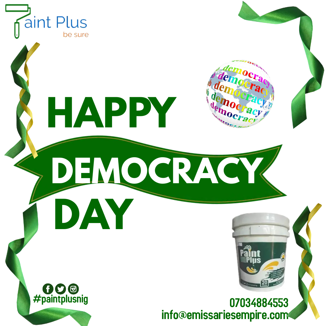 paintplusnig's tweet image. Happy Democracy Day Nigeria. We keep the hope of a colourful future alive with #paintplus paints.