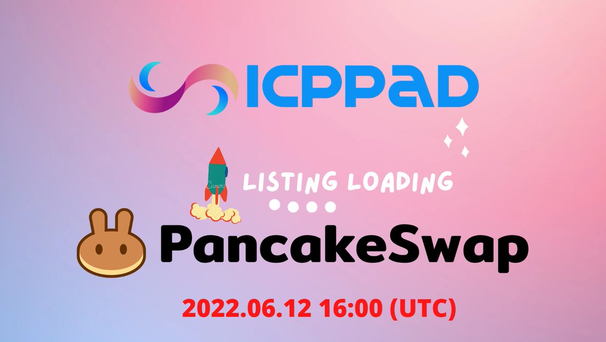 ICPPAD Pancakeswap Listing At 2022.06.12 16:00 (UTC) 
 
🚀  Get Reay to Moon  🚀 
 
Listing Countdown : timeanddate.com/countdown/gene… 
 
🔥 Poocoin Chart : poocoin.app/tokens/0x08Cf2… 
 
🔥 Pancakeswap : pancakeswap.finance/swap?outputCur…