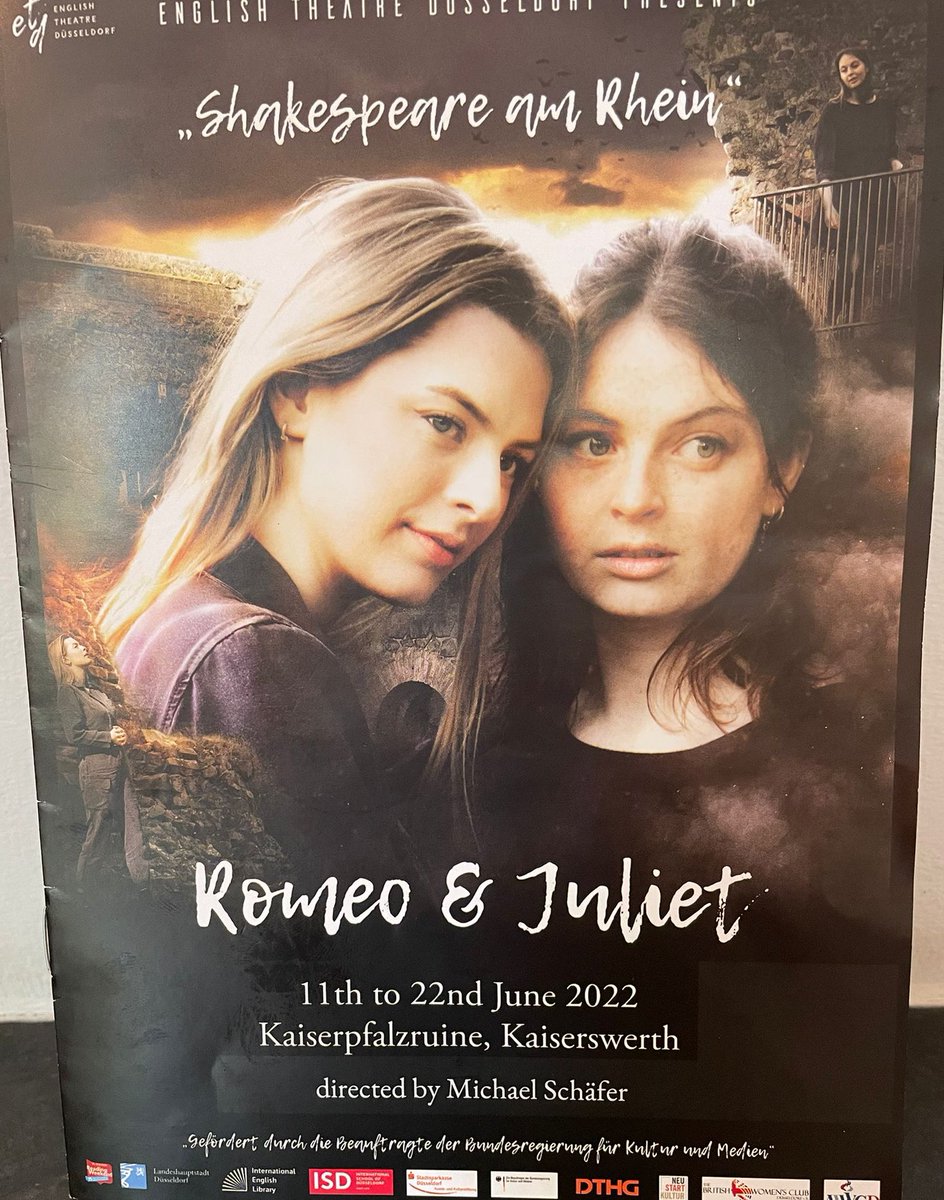 RafeCourageFCDO's tweet photo. Reading-Düsseldorf 75th anniversary events continued! An inspiring schools debating competition, run by the #InternationalEnglishLibrary & won by Max Planck Gymnasium, followed by #EnglishTheatreDüsseldorf’s stunning premiere of Romeo & Juliet at a ruined castle by the Rhine! https://t.co/Gi5SpKTUgc