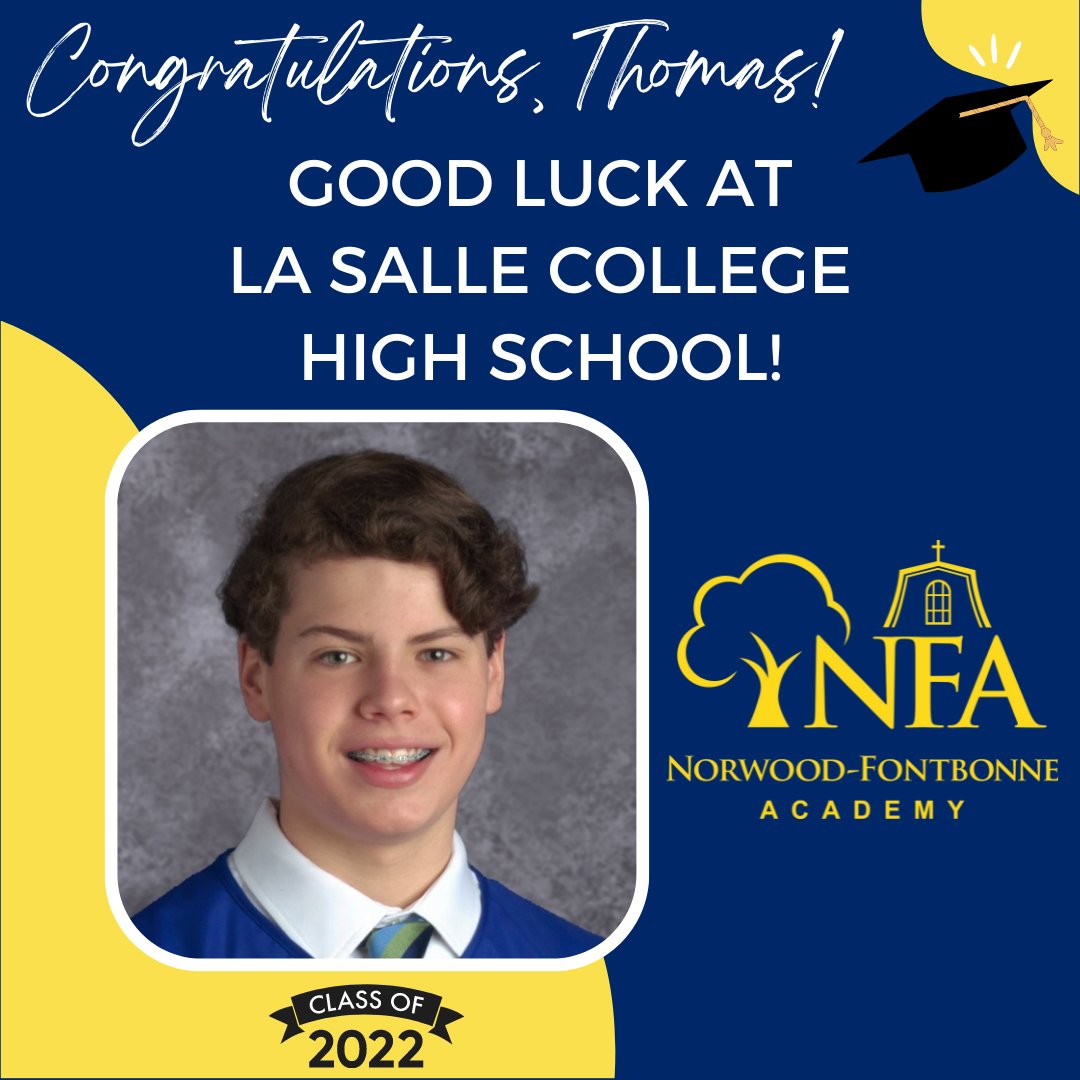nfa1920's tweet photo. We are #NFAProud of Thomas and all of his accomplishments at NFA! Good luck next year at La Salle College High School! https://t.co/DUPR7nwWV2