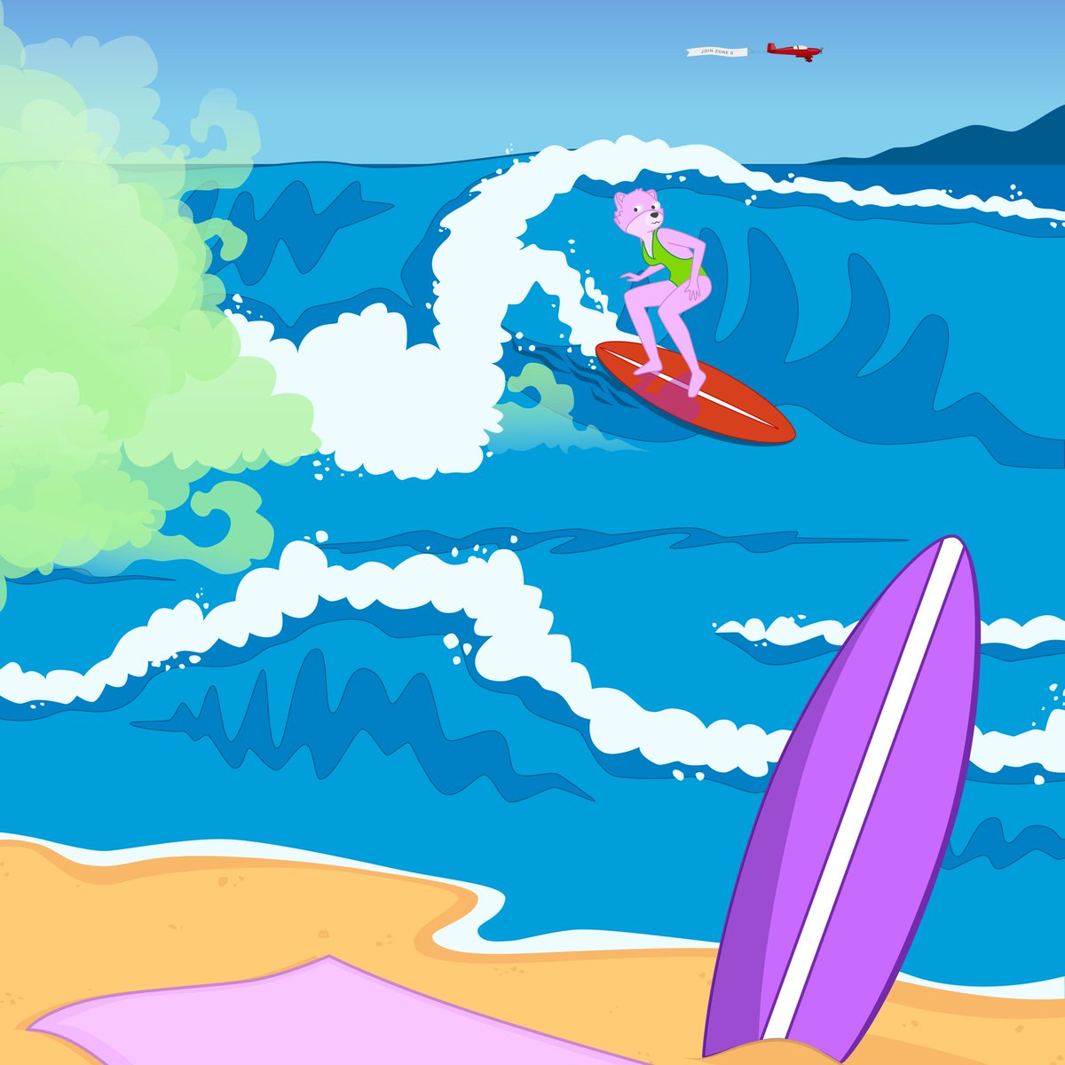 "The spot is amazing! Surfing's the source, change your life..." 🏄‍♀️
But the toxic cloud is coming, if you want to be part of the survivors, find the 2 Easter eggs quickly!🥚

The first two who find them will win a WL pass! 🎟