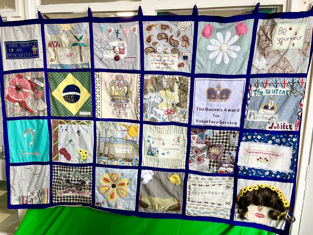 Cohort4Women's tweet photo. @louisapoet #NotChurch but a women’s group collaborative textile art project involving precious time together. A little bit of magic spending time with other women #peersupport https://t.co/hUEGy0teP9