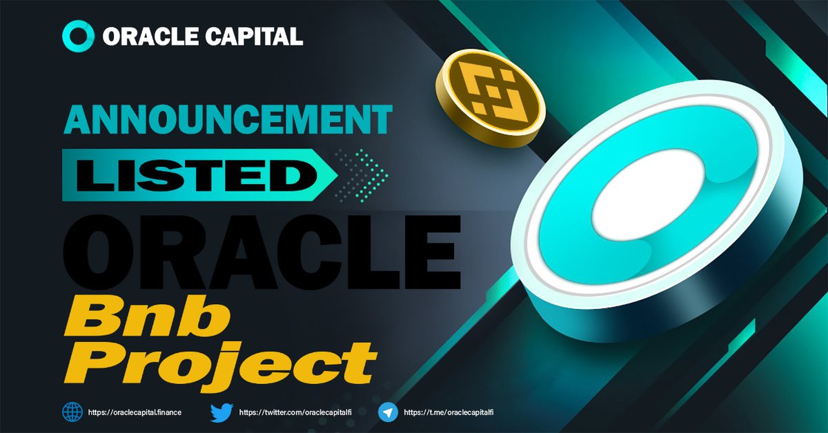 CryptoHunterETH's tweet photo. We are pleased to announce that Oracle Capital has been officially listed on the BNB Chain directory.

@BscProjectOrg is the official directory of BNB Chain and lists all the major dapps on the ecosystem. 

Check this out: https://t.co/yiNE01le4a

#OracleCapital #Listed #Bnb #Bsc https://t.co/xIWJvnUut8