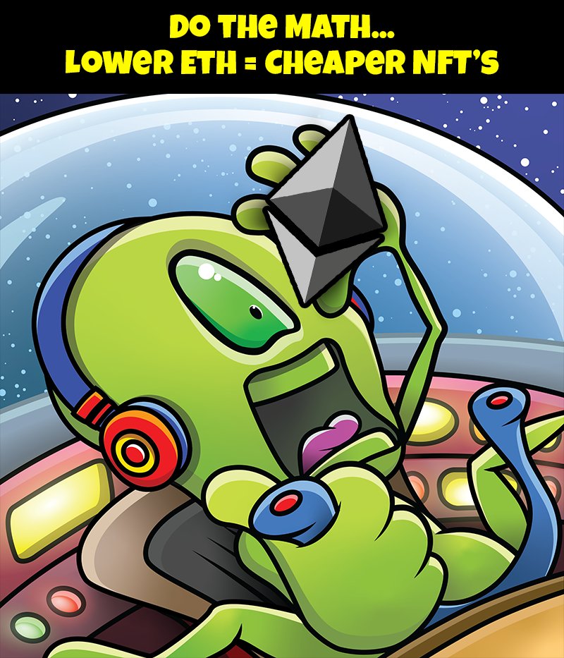 Do the Math... Lower Eth = Cheaper NFT's.    #NFT #NFTCommmunity #NFTGiveaway #NFTProject