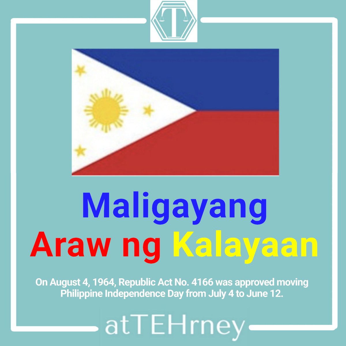 AtTEHrney's tweet photo. [Philippine Independence Day 2022]

#atTEHrney2022042 #Abogado #AttorneyPH #Batas #LawPH #LawyerPH https://t.co/naKE6jN0uG