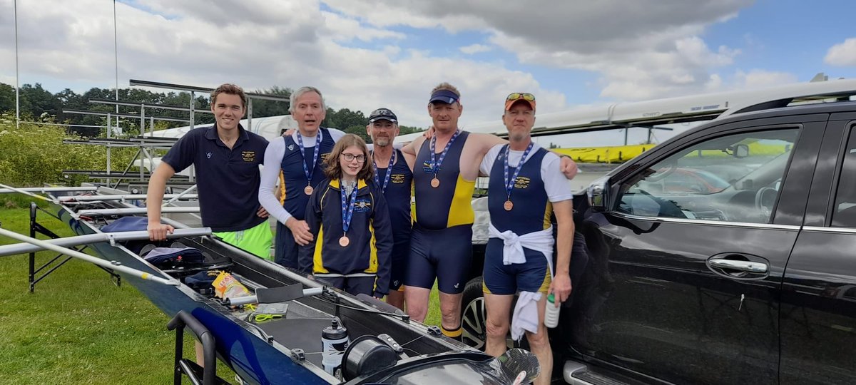 Well done the <a href="/PengwernBoat/">Pengwern Boat Club</a> Masters E 4+ on their Bronze medals at the <a href="/BritishRowing/">British Rowing</a> masters championships at a breezy Holme Pierrepont, Nottingham. Super effort. Congrats to the winners too.