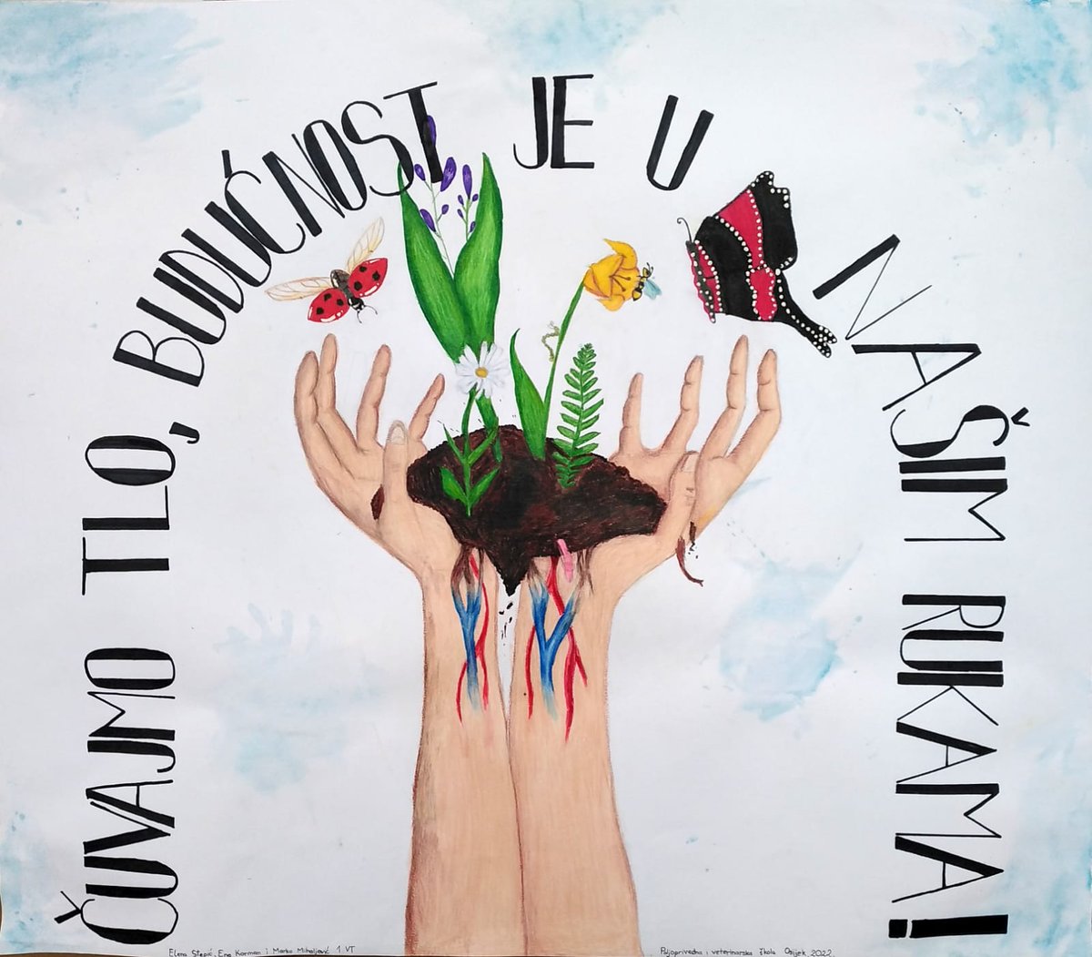 exhibitSaveSoil's tweet photo. This is the message of the hour.
"Let's protect the soil, the future is in our hands!"
By students at SŠ Polj. i Vet. (Agriculture and Veterinary High School) in Osijek, Croatia. (1/3)
#SaveSoil #SpasimoTlo #ExhibitSaveSoil https://t.co/DhHqNZdfxf