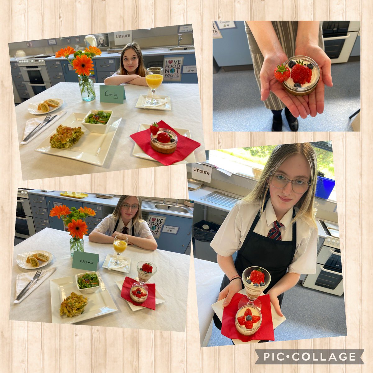 HEOIntegrated's tweet photo. More photos of the Year 11 GCSE Food &amp; Nutrition group working hard in their Summer practical exam to produce a fabulous two course meal of Chicken  &amp; Broccoli Pasta Bake, with side salad, followed by Strawberry Cheesecake in a Jar.@OIntegrated @KS4OIntegrated @KatrinaCrilly https://t.co/re1M7Q47qu